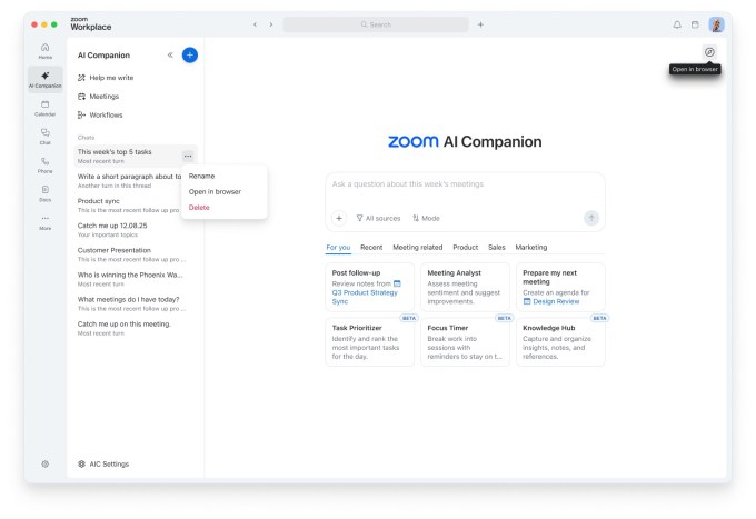 Zoom introduces an AI-powered office suite, says AI avatars for meetings arrive this month | TechCrunch