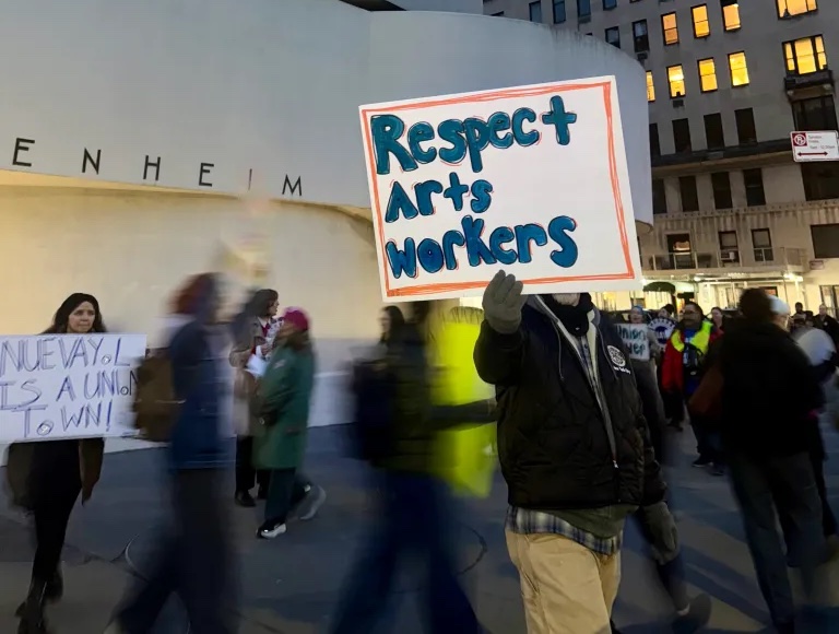 Guggenheim Union Rallies Outside Carol Bove Reception for New Contract