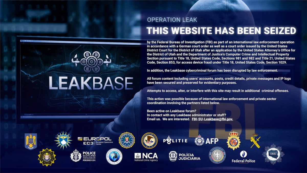US and EU police shut down LeakBase, a site accused of sharing stolen passwords and hacking tools | TechCrunch