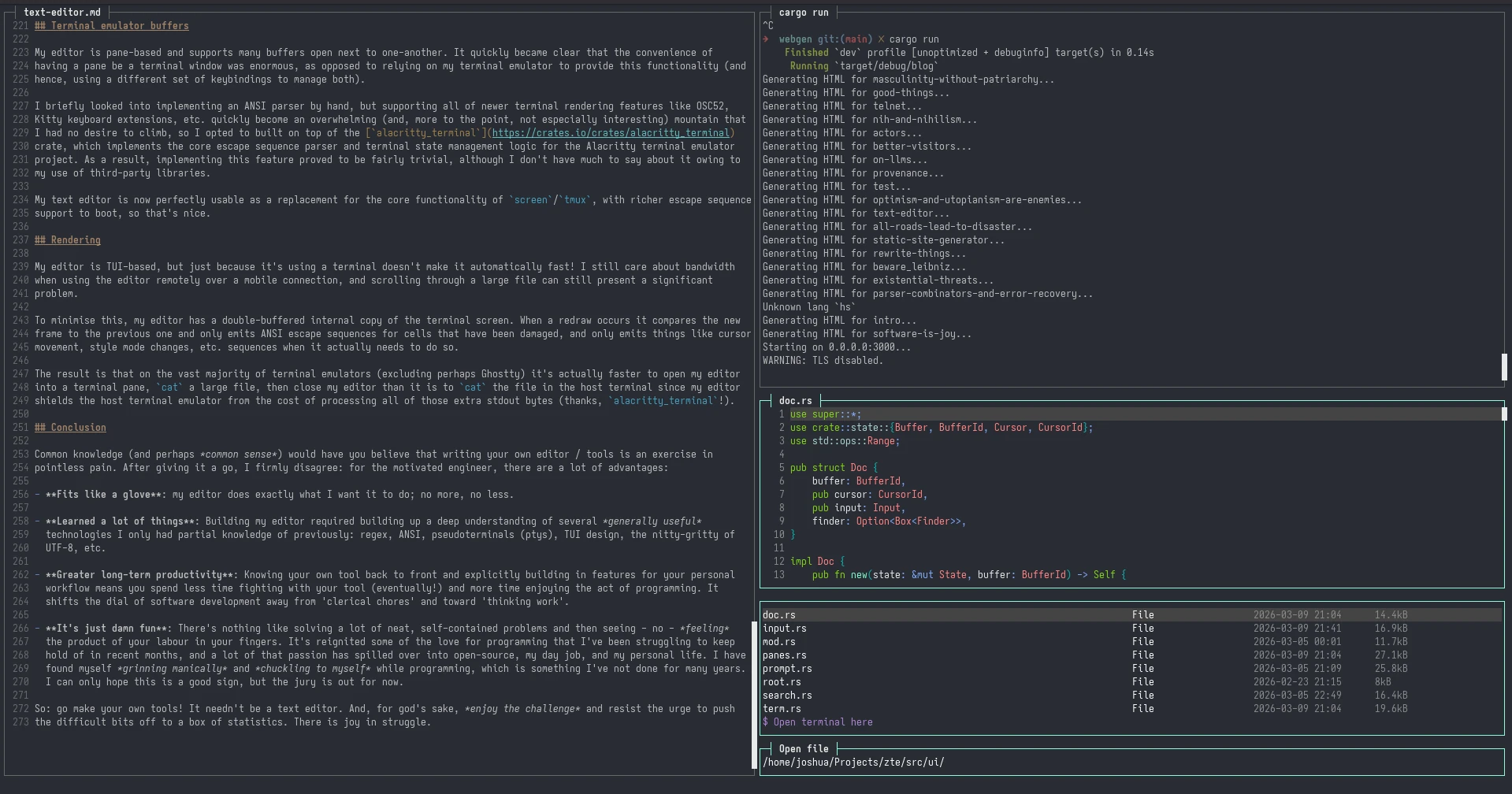 Writing my own text editor, and daily-driving it