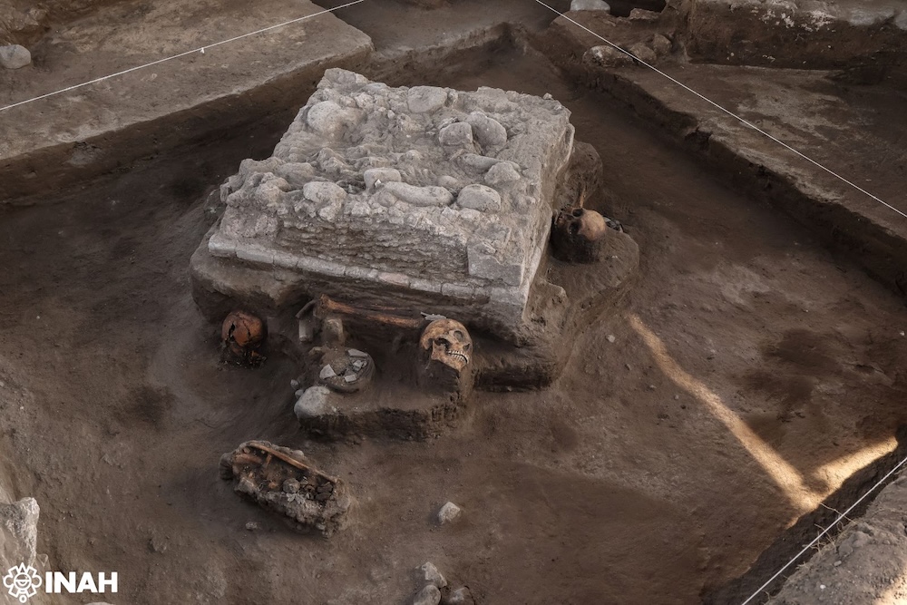 Prehistoric Stone Altar with Human Remains Discovered in Central Mexico