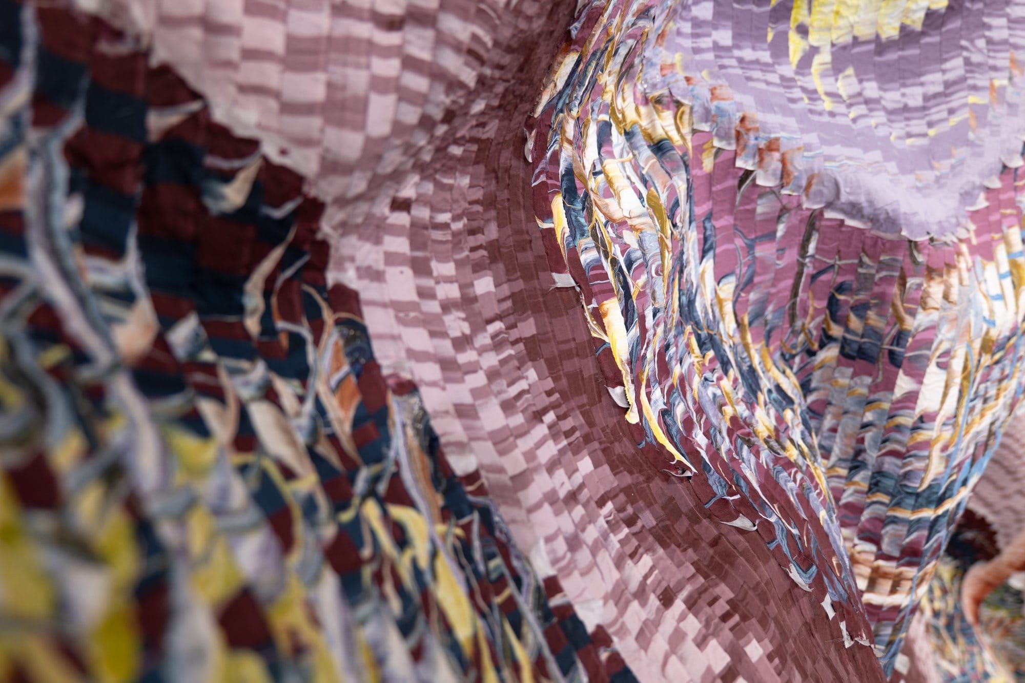 Thousands of Strips of Silk Undulate in Kenny Nguyen's 'Deconstructed Paintings'