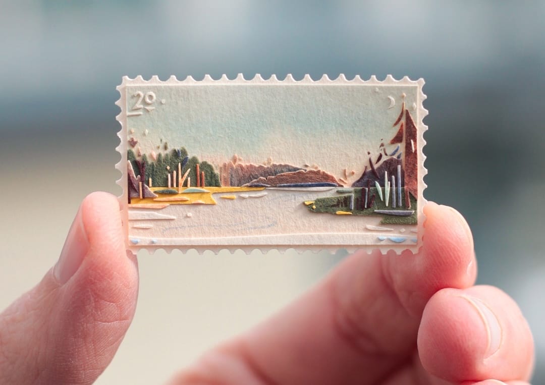 Laura K. Sayers' Vibrant Postage Stamps Celebrate the Beauty of Everyday Moments