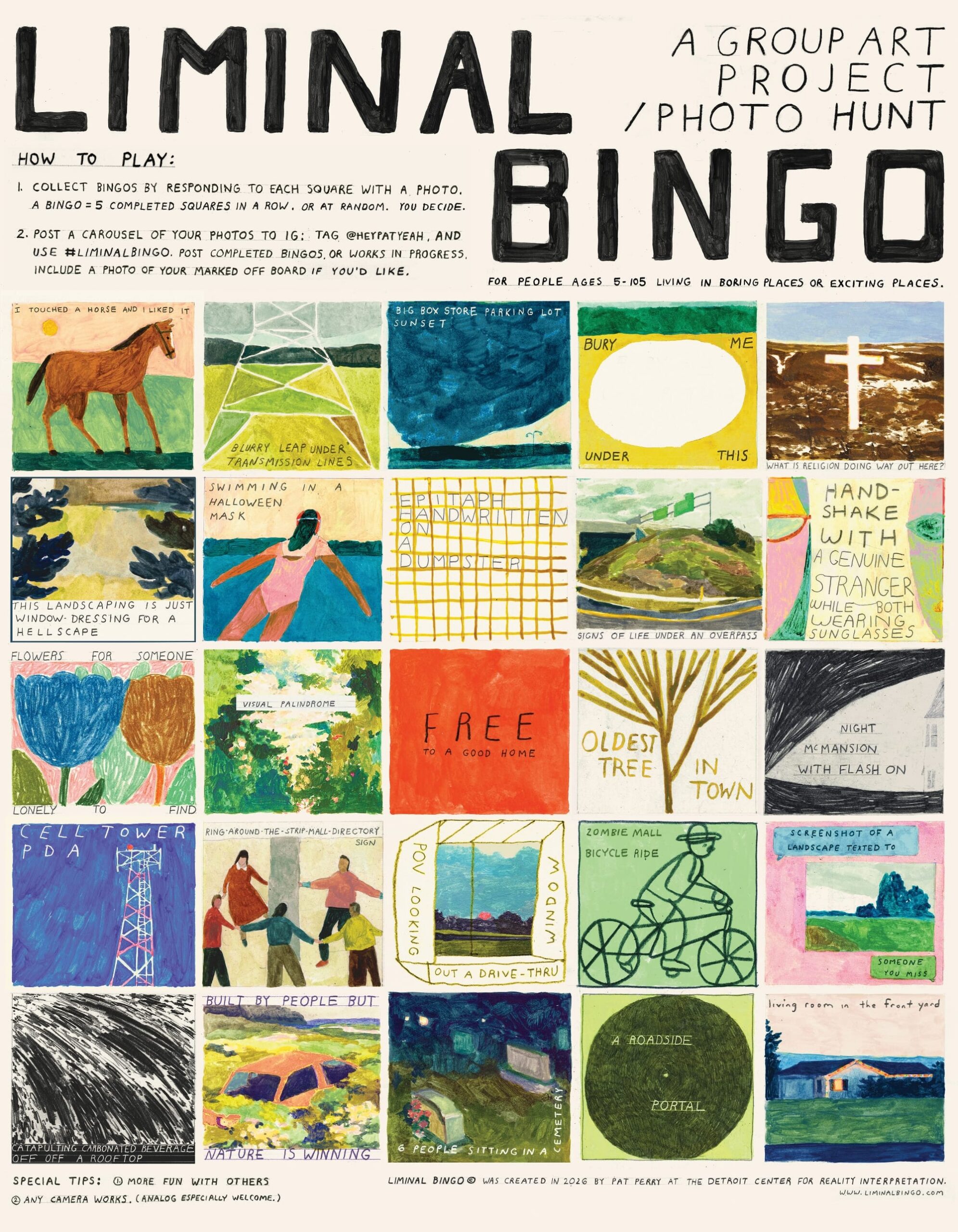 Play 'Liminal Bingo,' Pat Perry's Participatory Photo Treasure Hunt