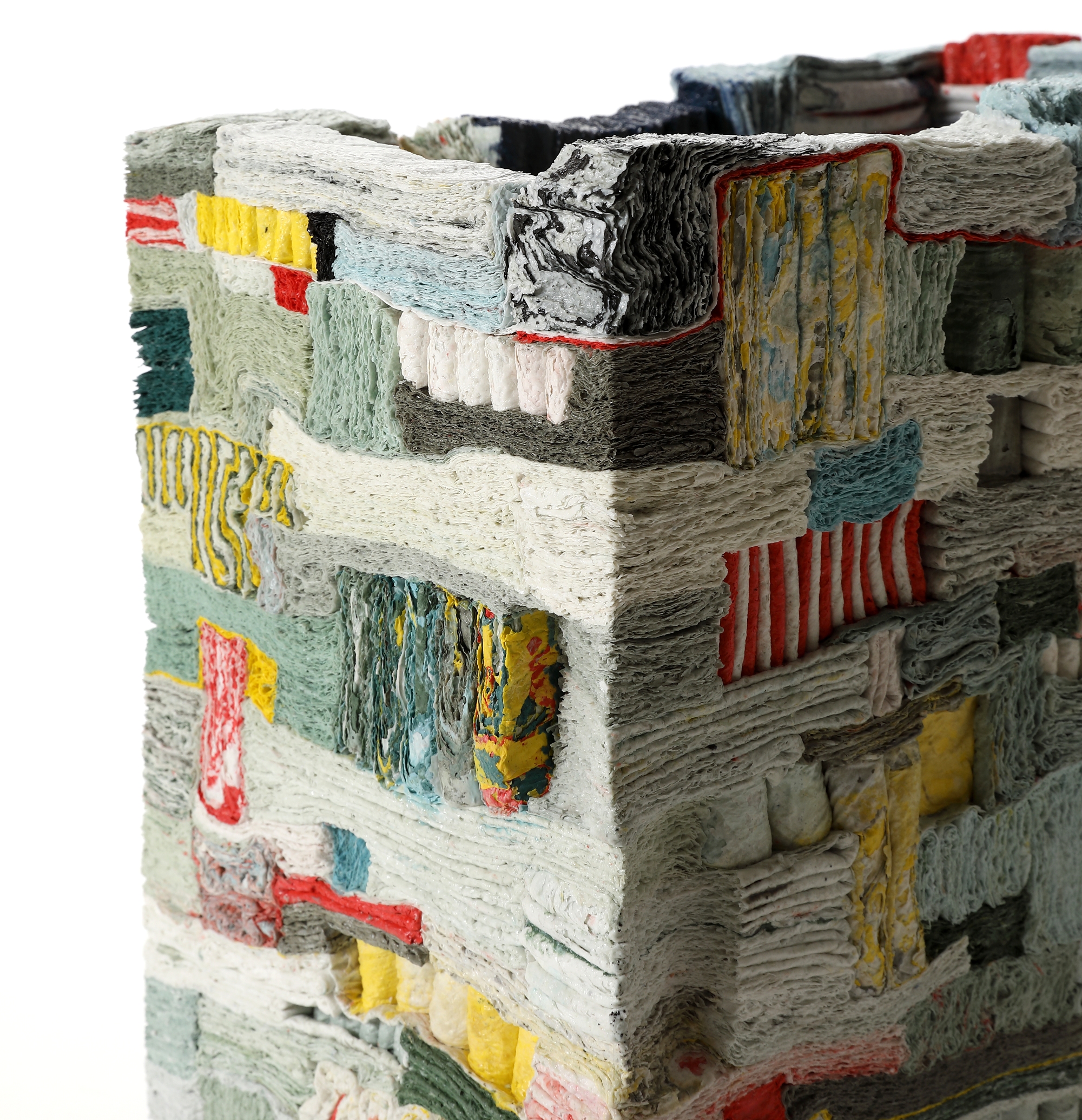 Jongjin Park Layers Slip-Soaked Paper into Patchwork Sculptures